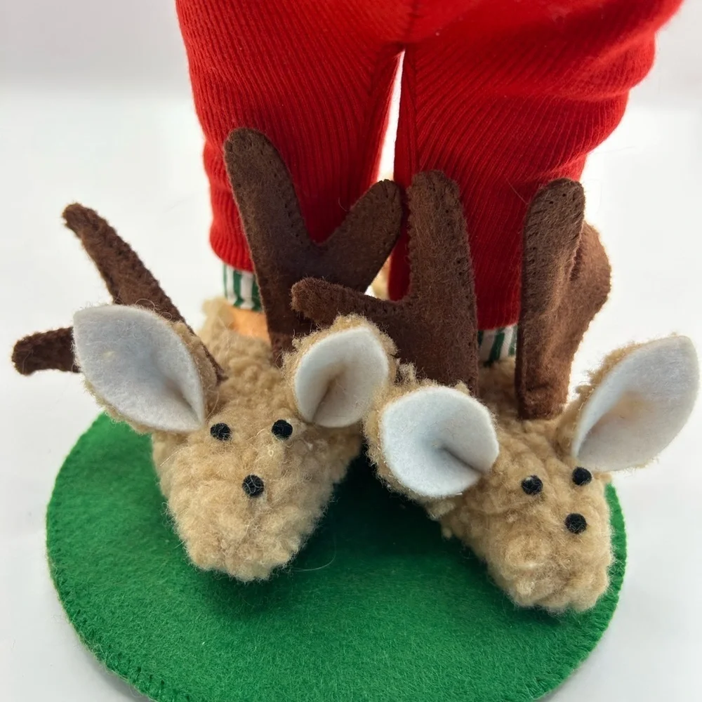 Annalee Jolly Santa wearing reindeer slippers. 2007